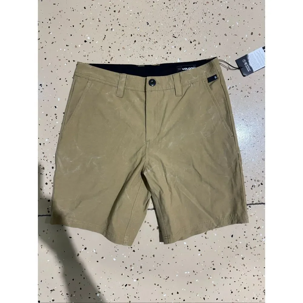 Volcom 19” Stone Faded Outdoor Hybrid Shorts Dark Khaki 30